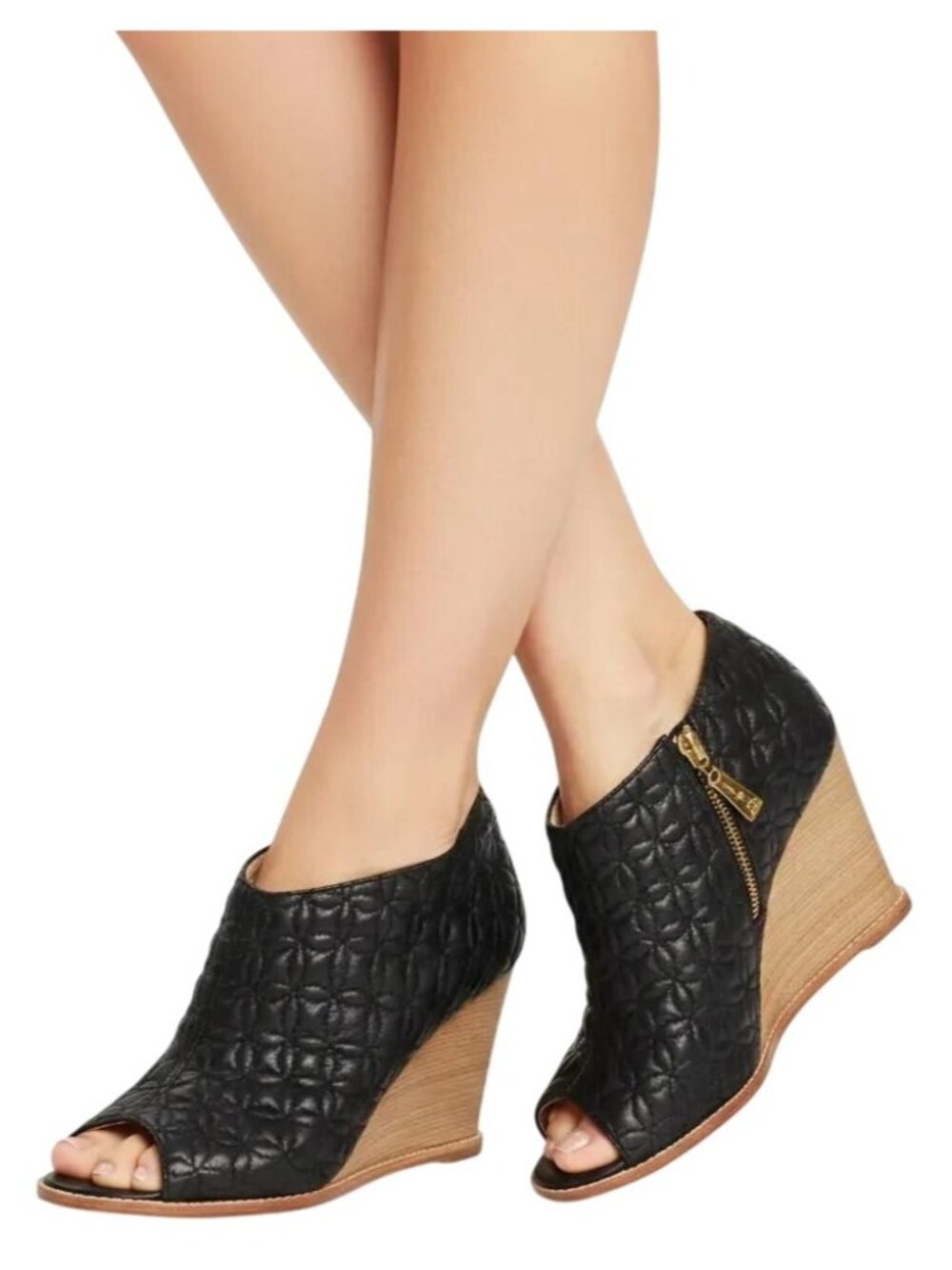 Matt Bernson Women's Sahara Vero Cuoio Open-Toe Wedge Ankle Bootie Black Size 7M